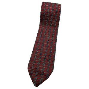 MISSONI Men's Silk Blend Knit Necktie LUXURY Tie Burgundy Geometric W:3.5" EUC